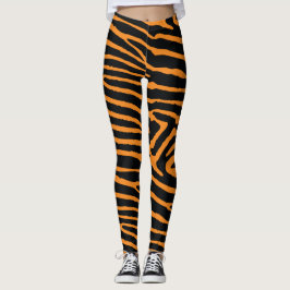 Görad randig orange tiger för neon leggings