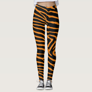 Görad randig orange tiger för neon leggings