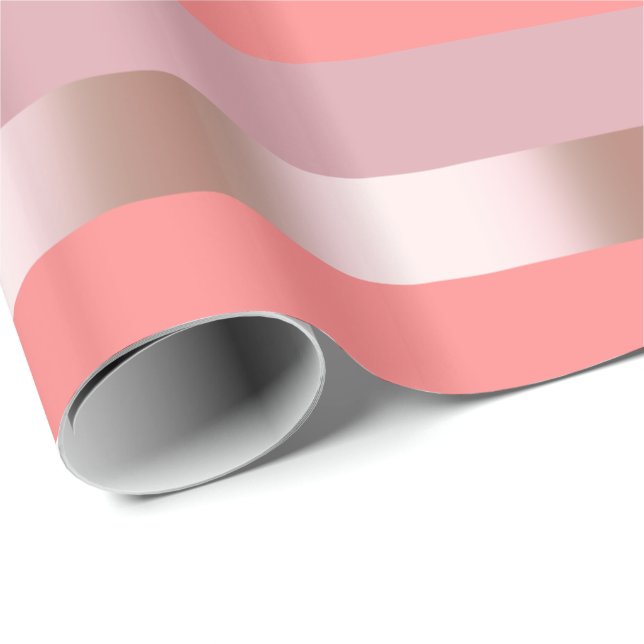 Görade randig rosa guld- rosa korall för den presentpapper (Rullad Hörn)