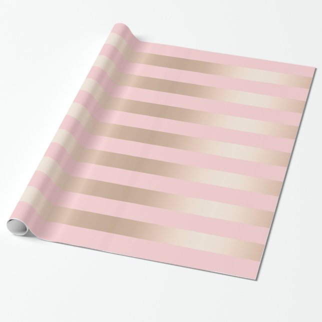 Görade randig rosa guld- rosor för elegant modern presentpapper (Utrullad)
