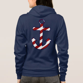 Görade randig rött & vit ankra vinandeHoodietröjan T-shirt