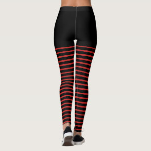 Görade randig svart och rött randmönster leggings