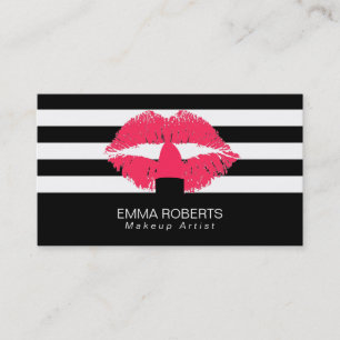 Görar randig flott svart vit för Makeupkonstnären Visitkort