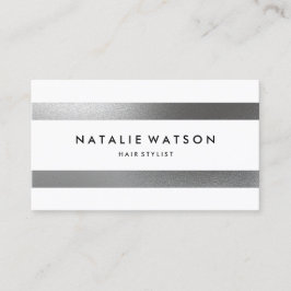 Görar randig grovt FAUXsilver för chic modern vit Visitkort