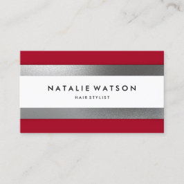 Görar randig grovt FAUXsilver för chic rött Visitkort