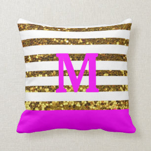 Görar randig personligen guld- Sequins för Kudde