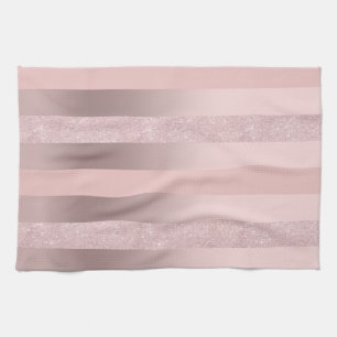 Görar randig rosa guld- glitter för elegant & kökshandduk