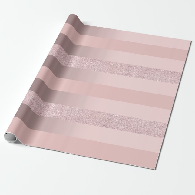 Görar randig rosa guld- glitter för elegant & presentpapper (Utrullad)