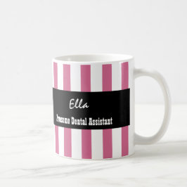 Görar randig ROSA VIT för den enorma tand- Kaffemugg