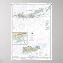 Gorda till St Thomas och St Croix Nautical Chart Poster