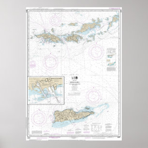 Gorda till St Thomas och St Croix Nautical Chart Poster