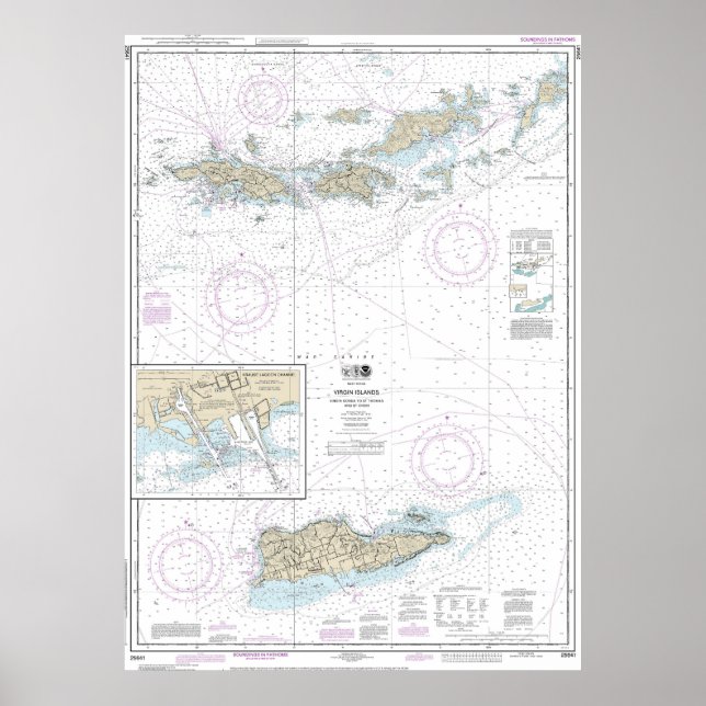 Gorda till St Thomas och St Croix Nautical Chart Poster (Framsidan)