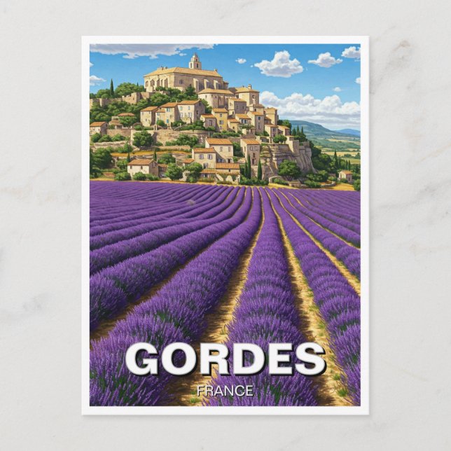 Gordes Frankrike Travel Lavender Vykort (Framsida)