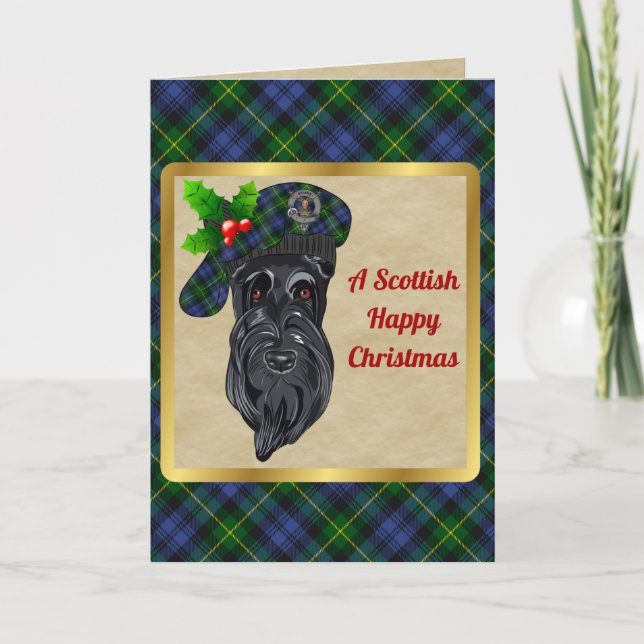 Gordon Badge & Tartan Personlig Julafton Kort (Framsida)
