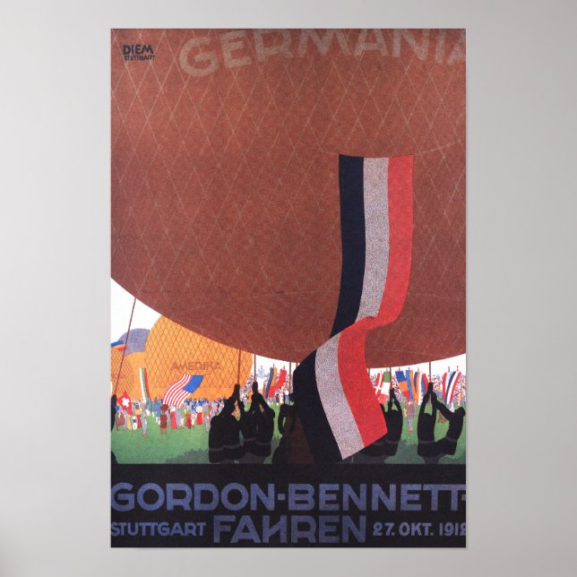 Gordon Bennett Hett-Luft Balloon Tävling Poster (Framsidan)