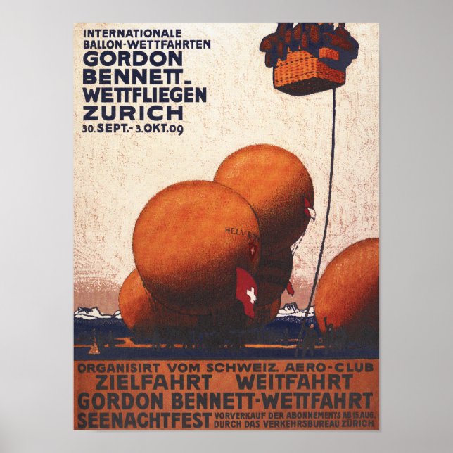 Gordon Bennett Hett-Luft Balloon Tävling Poster (Framsidan)