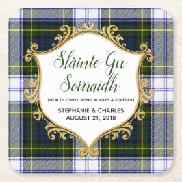 Gordon Dress Play Gaelic Bröllop Pappra Underlägg Papper Kvadrat