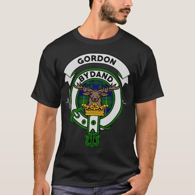 Gordon Klan Badge Hoodie Scottish Tartan Gifts T Shirt (Framsida)