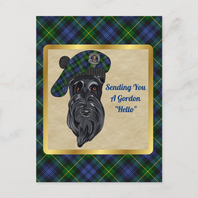 Gordon Klan Badge & Tartan Postcard Vykort (Framsida)