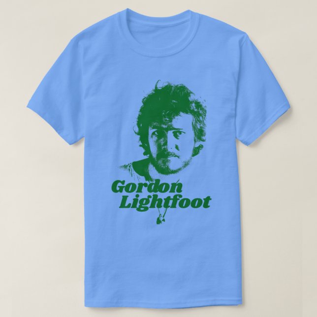 Gordon Lightfoot i Grönt Även i Red Blac T Shirt (Design framsida)