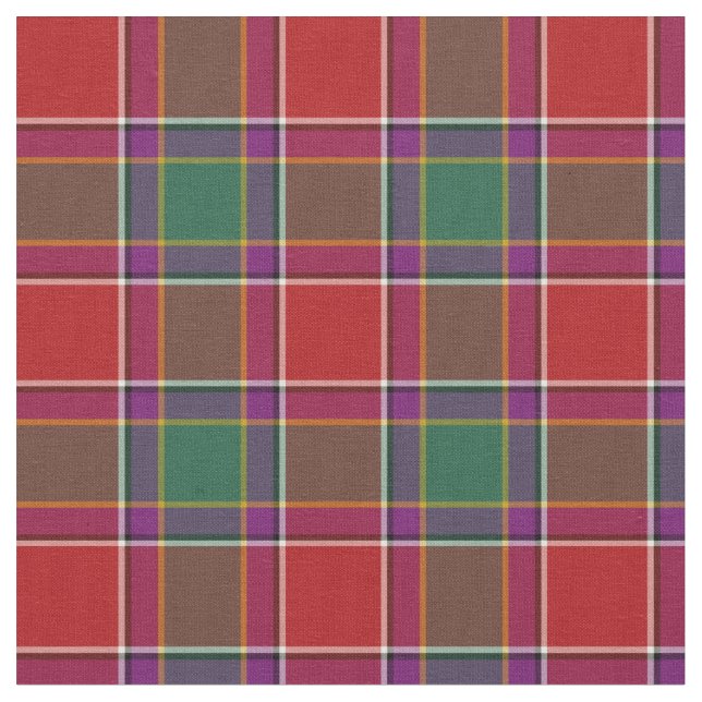 Gordon of Abergeldie Tartan Red and Grönt Play Tyg (Närbild)