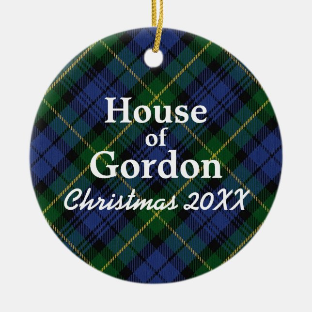 Gordon Scottish Tartan Julgransprydnad Keramik (Framsidan)
