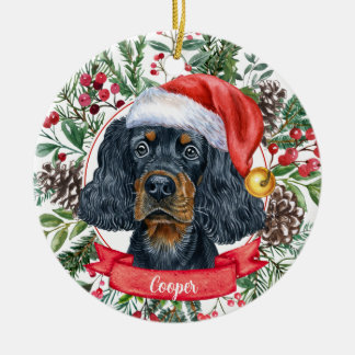 Gordon Setter Anpassningsbar Hund jultomten Orname Julgransprydnad Keramik