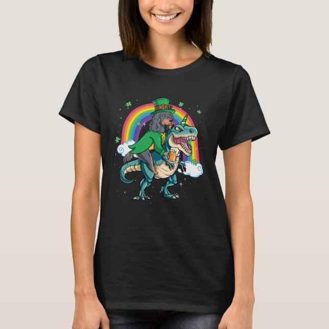 Gordon Setter Beer Dino Rex Horn Rainbow T Shirt (Framsida)