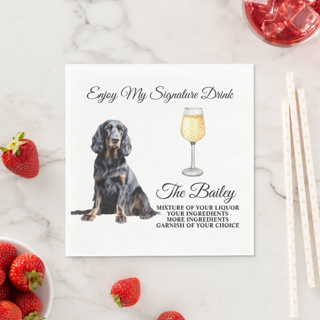 Gordon Setter Bröllop Signaturdryck Servetter (Insitu)