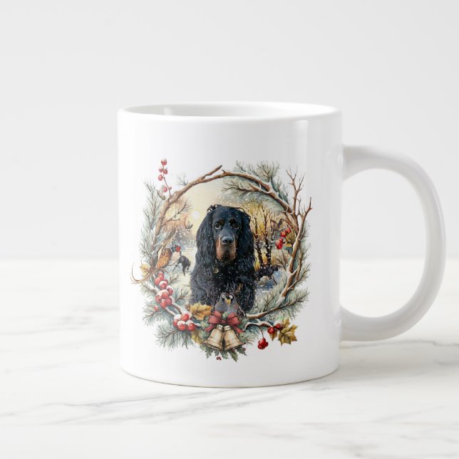 Gordon Setter Christmas Joy – Seasonal Dog Art Jumbo Mugg (Höger)