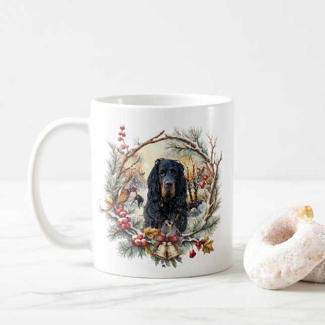 Gordon Setter Christmas Joy – Seasonal Dog Art Kaffemugg (Med munk)