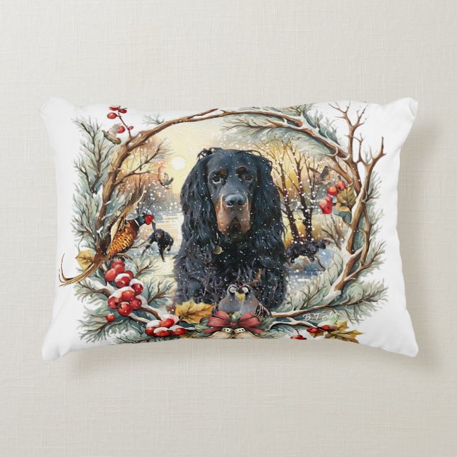 Gordon Setter Christmas Joy – Seasonal Dog Art Prydnadskudde (Framsidan)