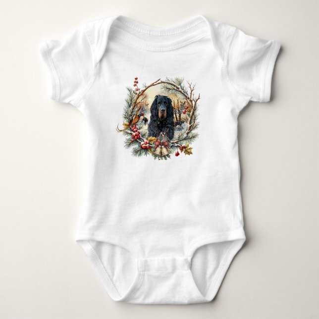 Gordon Setter Christmas Joy – Seasonal Dog Art T Shirt (Framsida)
