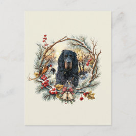 Gordon Setter Christmas Joy – Seasonal Dog Art Vykort