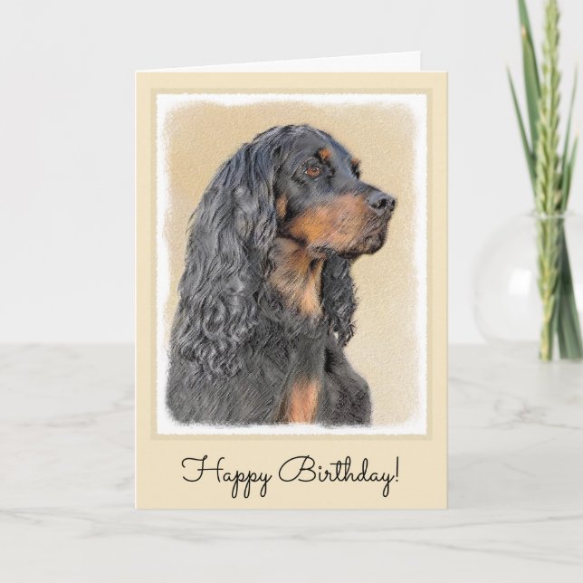 Gordon Setter - Cute Original Hund Art Kort (Framsida)
