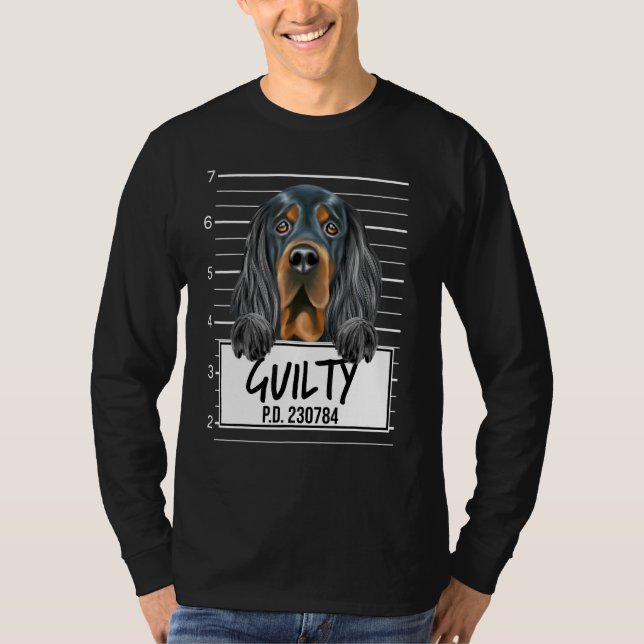 Gordon Setter Fot Notering Skyldig Hund T Shirt (Framsida)