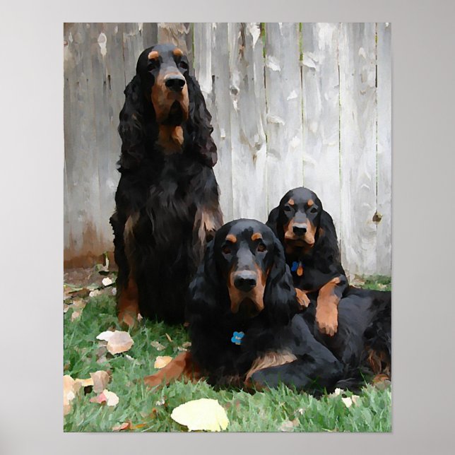Gordon Setter Generationer Målning Canvastryck Poster (Framsidan)