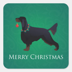 Gordon Setter God jul Design Fyrkantigt Klistermärke