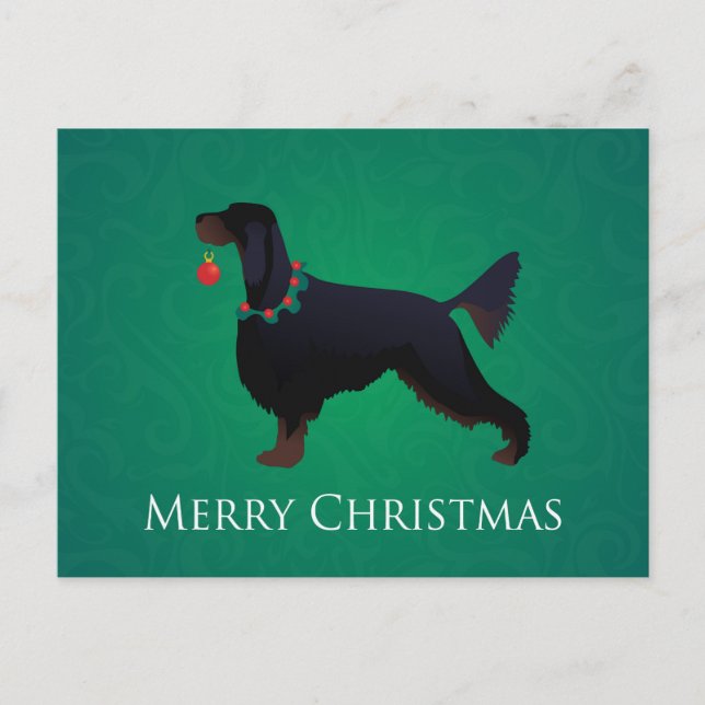 Gordon Setter God jul Design Helg Vykort (Framsida)