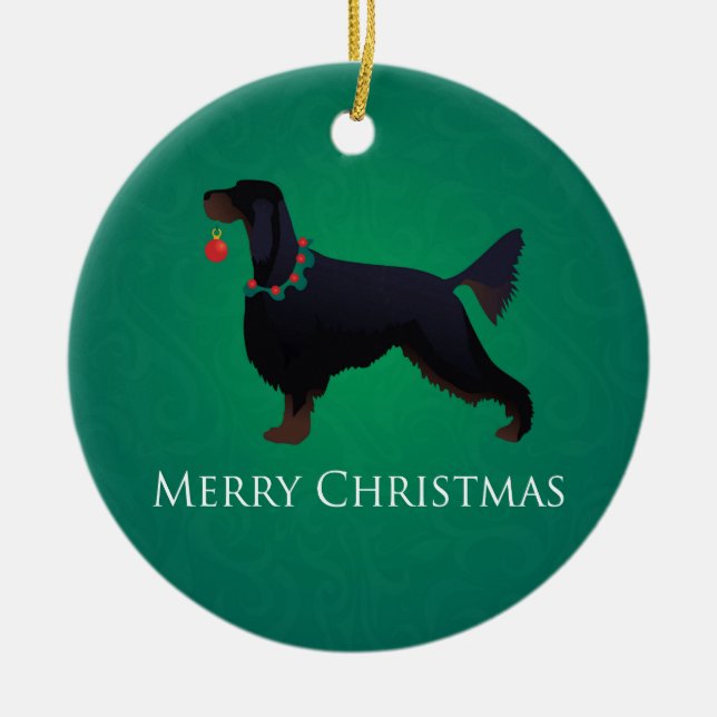 Gordon Setter God jul Design Julgransprydnad Keramik (Framsidan)