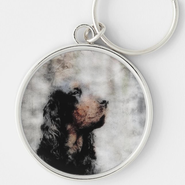 Gordon Setter Grunge Nyckelring (Framsidan)