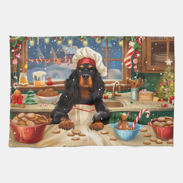 Gordon Setter Helgdag Baking: God jul Kökshandduk (Horisontell)