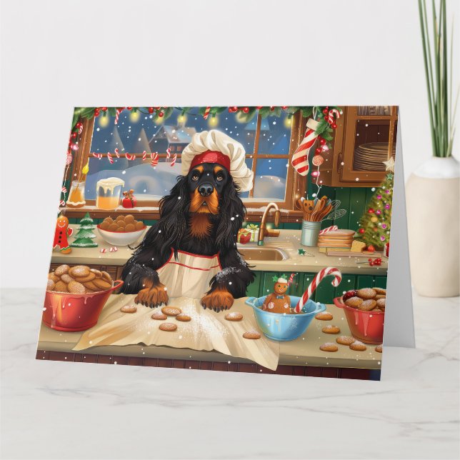 Gordon Setter Helgdag Baking: God jul Kort (Framsida)
