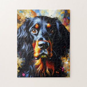 Gordon Setter Hund Akryltryck Färgrik Pussel