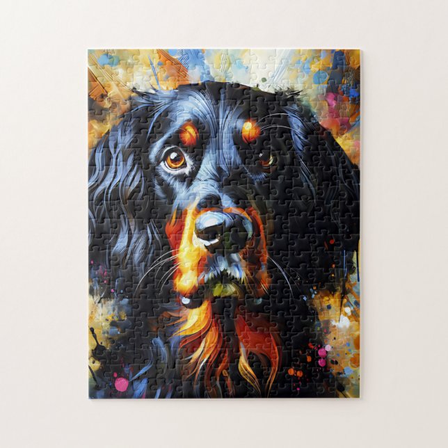 Gordon Setter Hund Akryltryck | Färgrik Pussel (Vertikal)