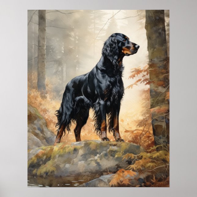 Gordon Setter Hund Art Print Poster (Framsidan)