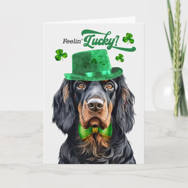 Gordon Setter Hund Feelin' Lucky St patrick's day Helgkort (Framsida)