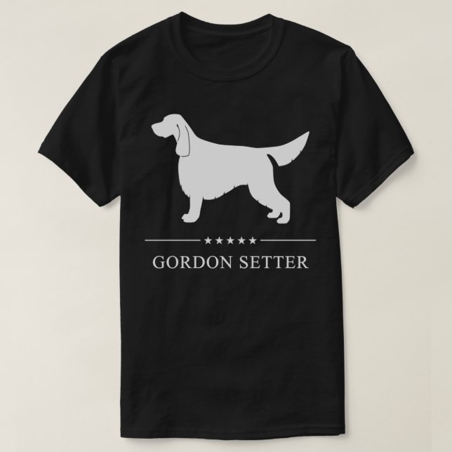 Gordon Setter Hund White Silhouette Pullover T Shirt (Design framsida)