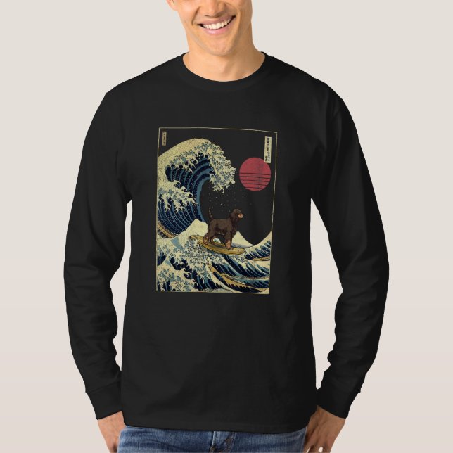 Gordon Setter Japanese Kanagawa Wave  Surf Dog T Shirt (Framsida)