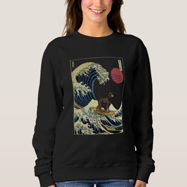Gordon Setter Japanese Kanagawa Wave  Surf Dog T Shirt (Framsida)